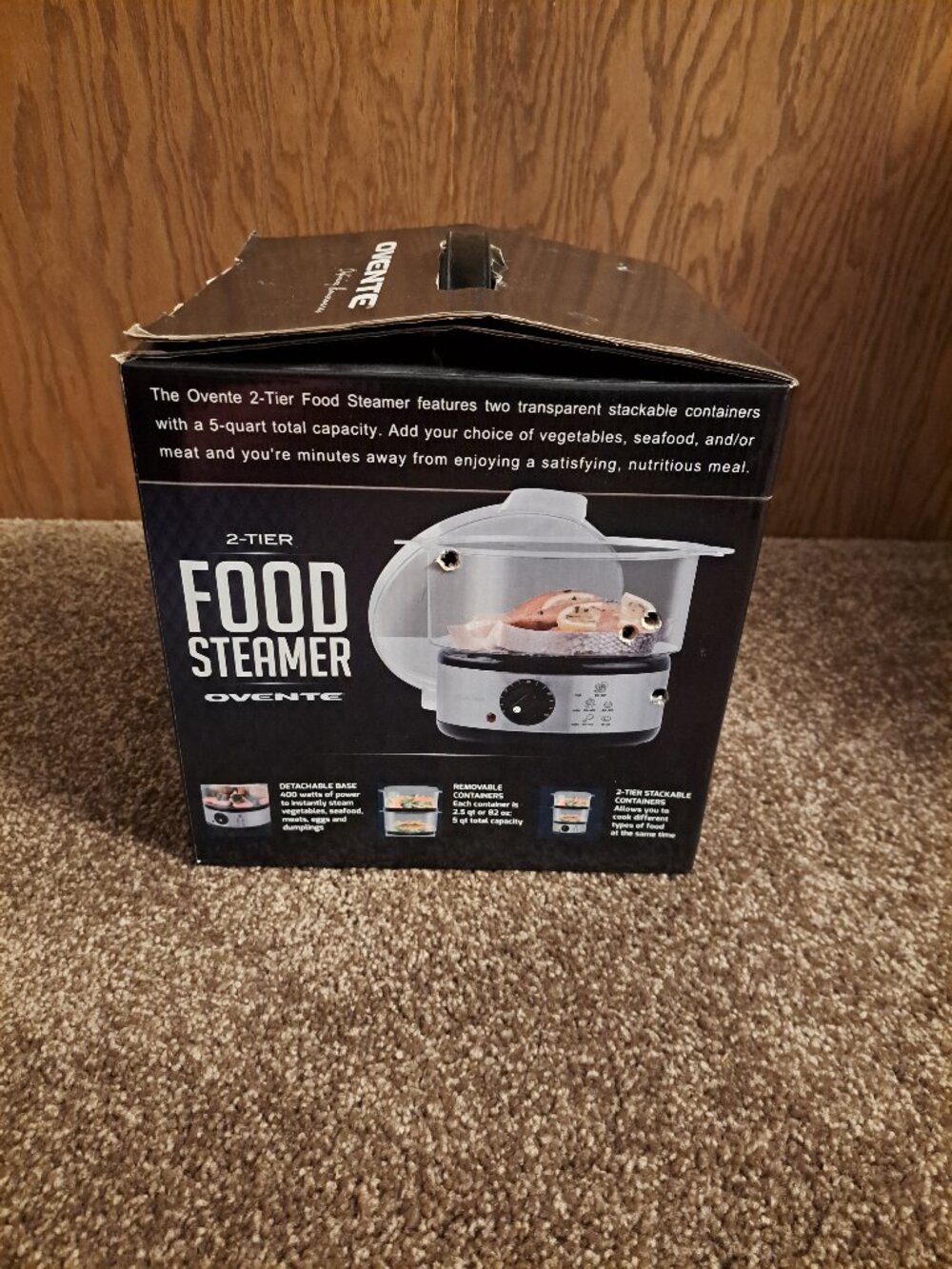 NIB OVENTE 2 Tier Electric Food Steamer for Cooking Vegetables,Stainless Steel - Picture 3 of 12